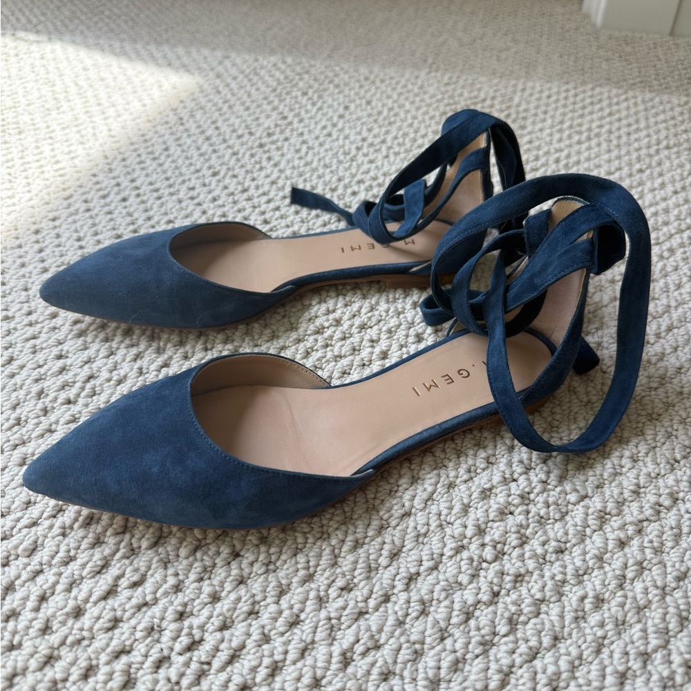 M. Gemi Blue Flats with Ankle Strap